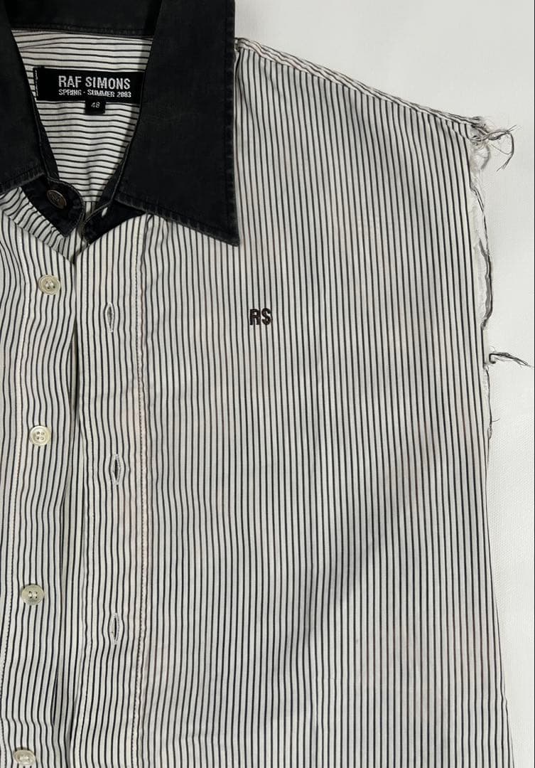 難あり 48 raf simons 2003SS ストライプ ノースリーブシャツ