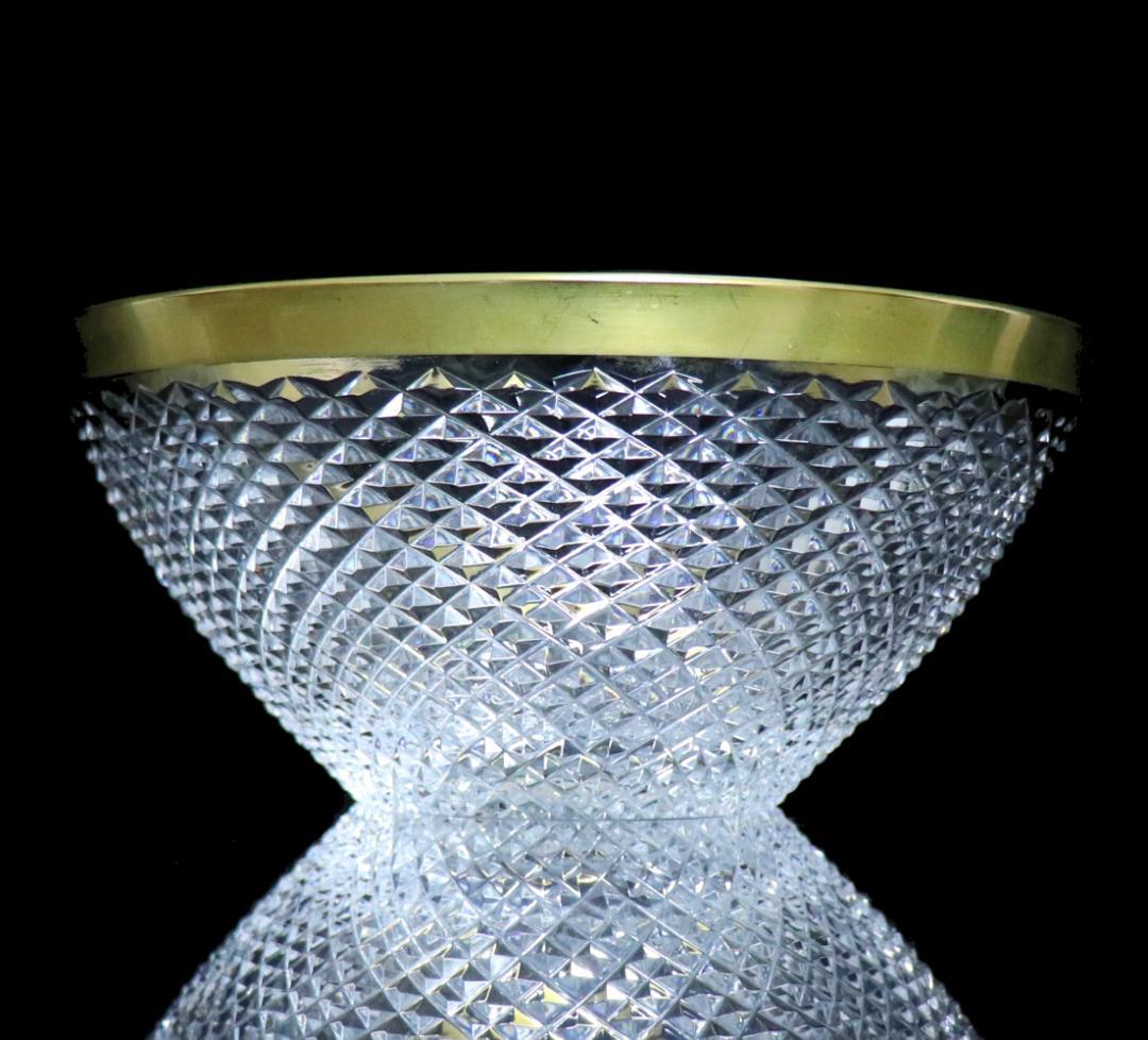 オールド・バカラ 春海商店特注 金縁霰切子鉢 大型 ギヤマン 義山 茶懐石道具