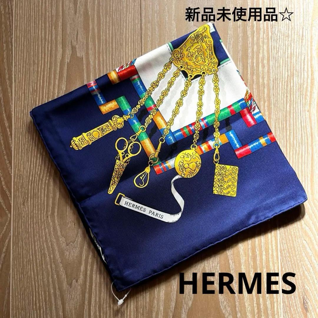未使用品☆HERMES Pelile main カレ90 エルメス スカーフ