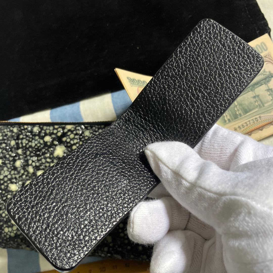 新品スタースティングレイ ラウンドジッパー高級財布ウォレット 梅花皮カイラギ