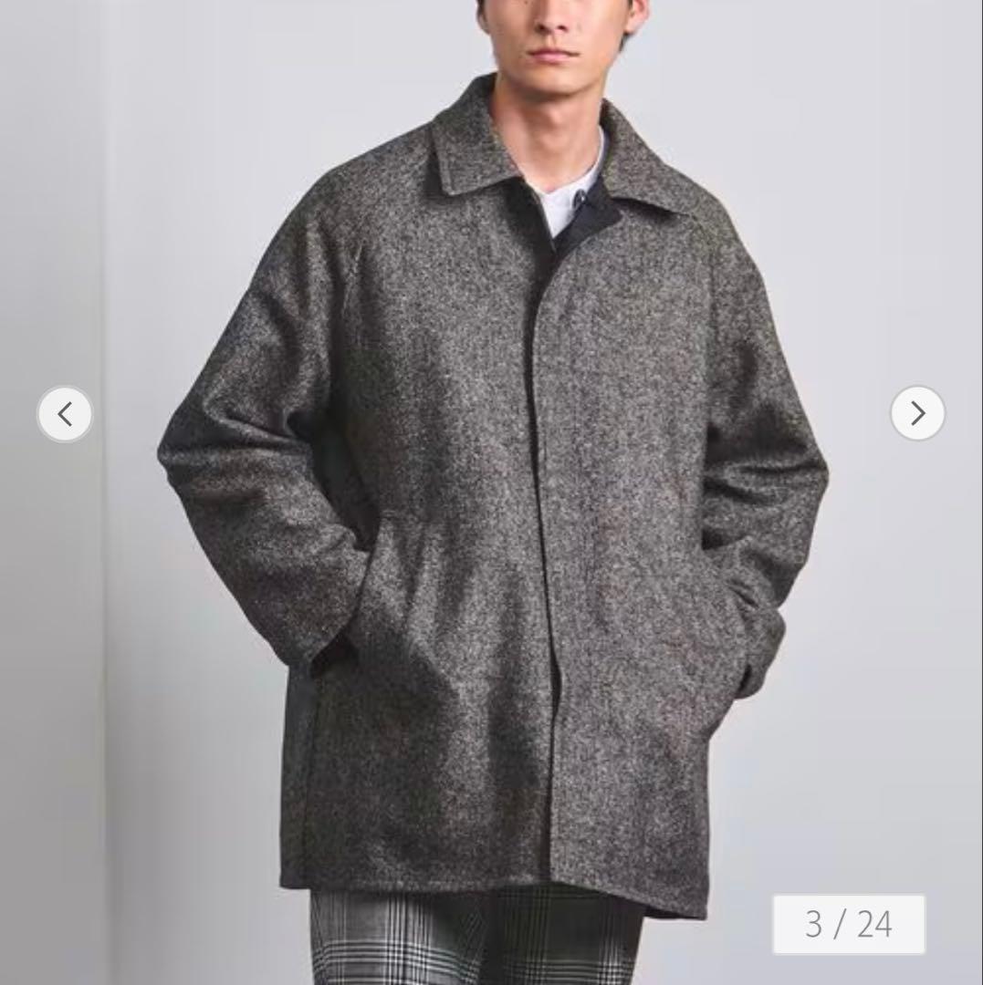 【定価¥69960】ツイード ハーフ ステンカラーコート L グレー