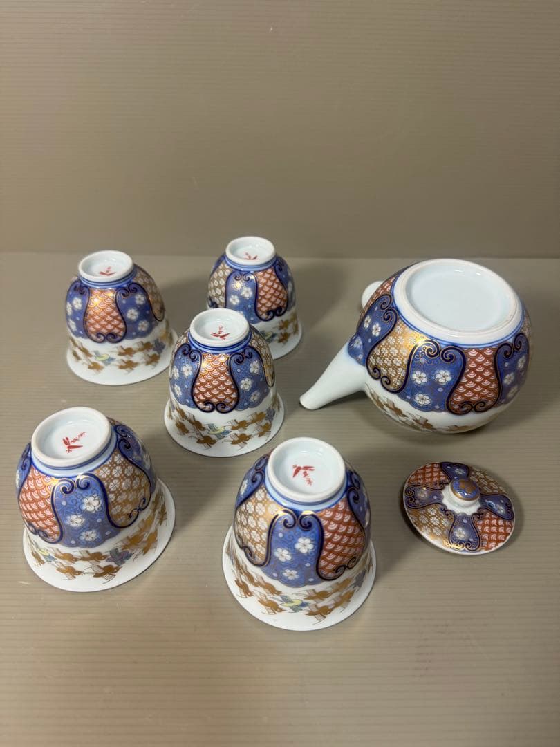 2170 其泉　賞美堂　金彩千鳥祥瑞　茶器セット　急須1客　湯呑5客