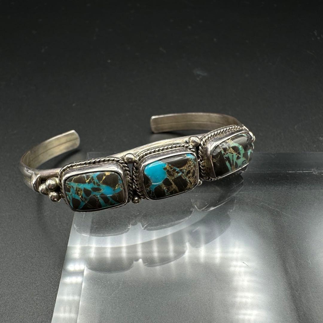 Navajo Lucy Jake 3連ターコイズ バングル