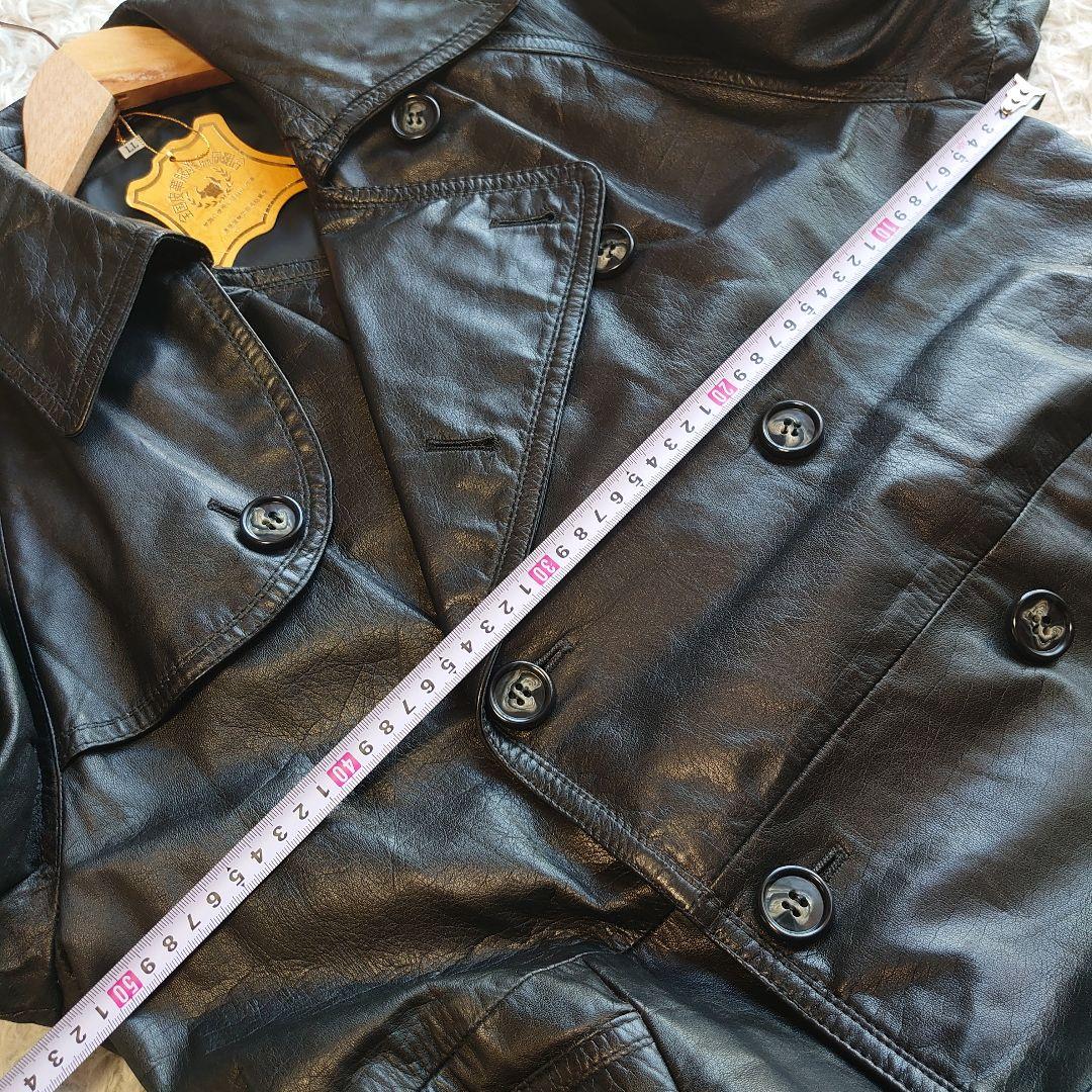 【未使用】ヴィンテージ カウレザー トレンチコート ベルト付き LL