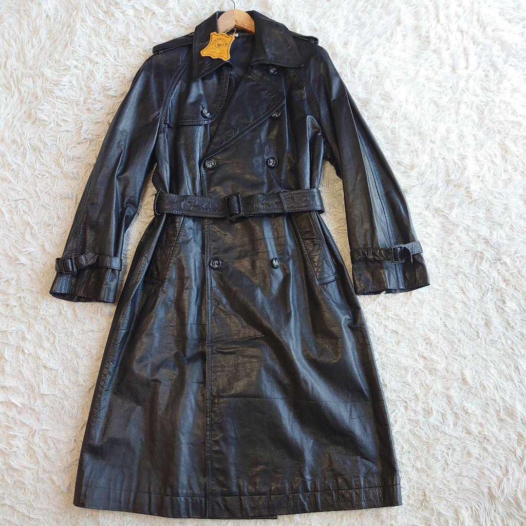 【未使用】ヴィンテージ カウレザー トレンチコート ベルト付き LL