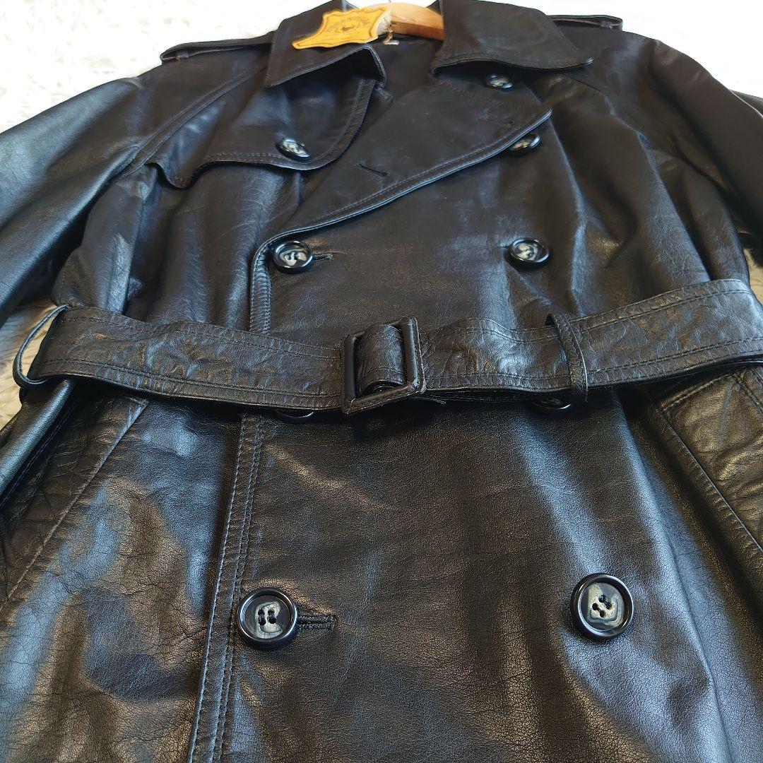 【未使用】ヴィンテージ カウレザー トレンチコート ベルト付き LL