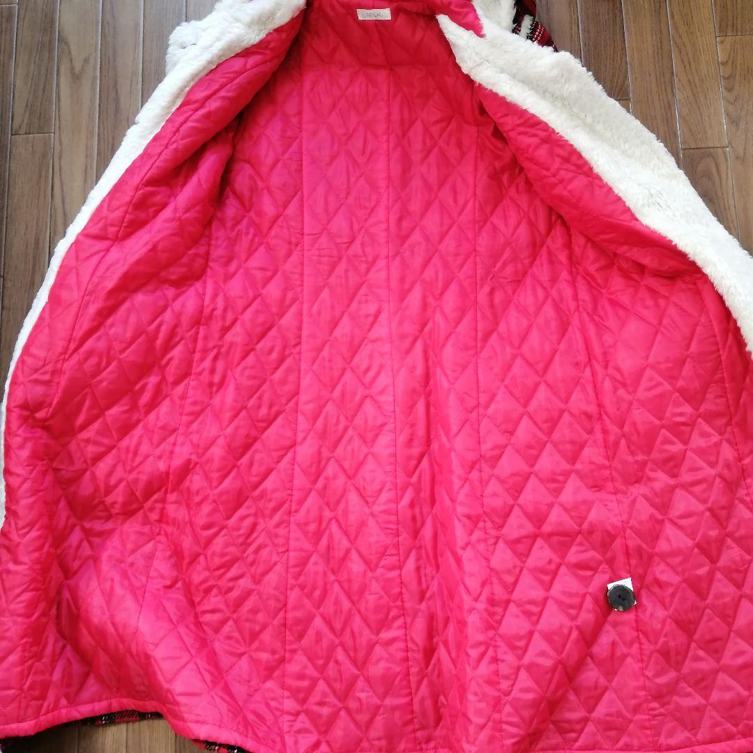 MILK タータンチェック ロングコート 90s レッド FREE