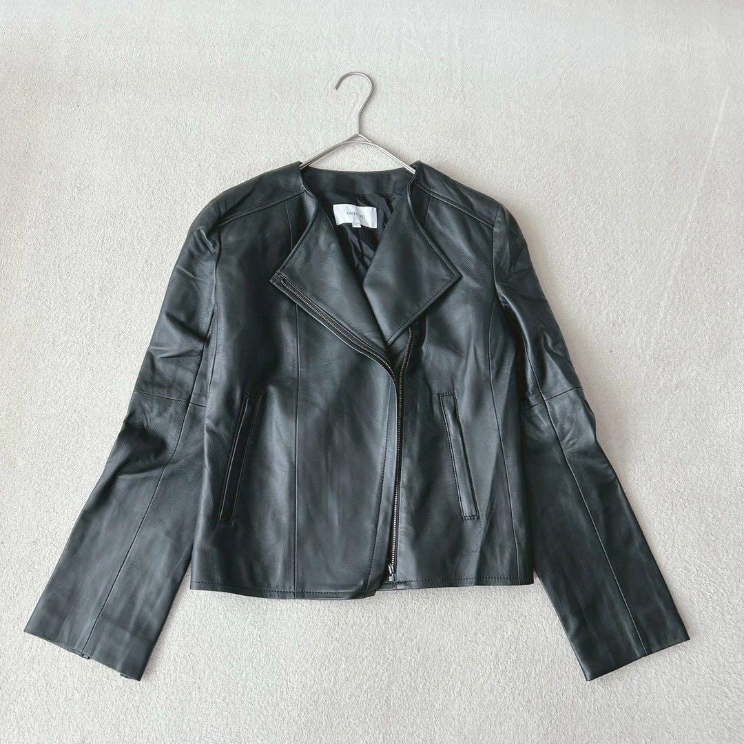 未使用級✨ アンタイトル　レザージップブルゾン　 黒　定価59,400円