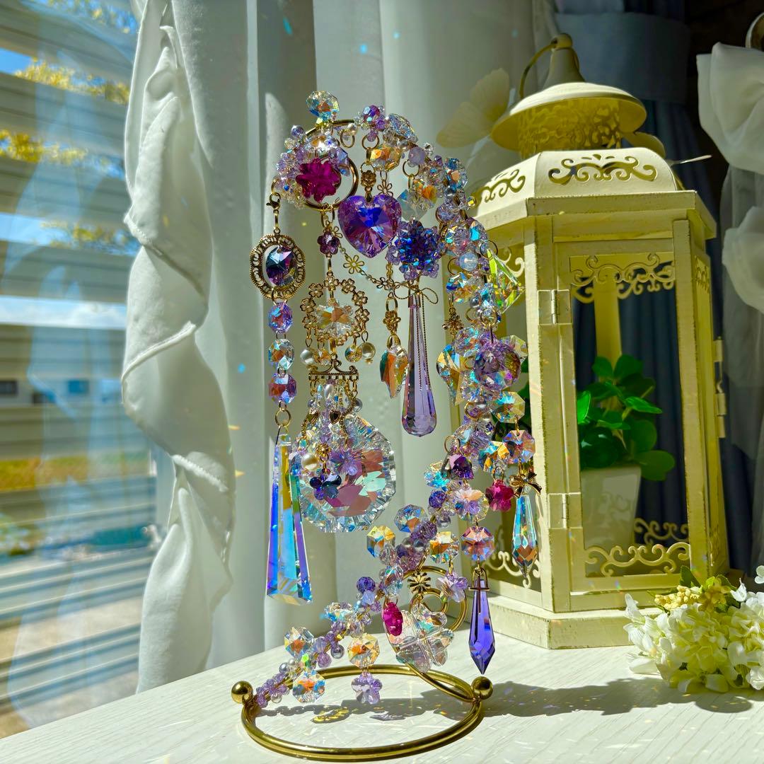 ちゃみブルーAB &バイオレットSWAROVSKI ✩.*サンキャッチャー