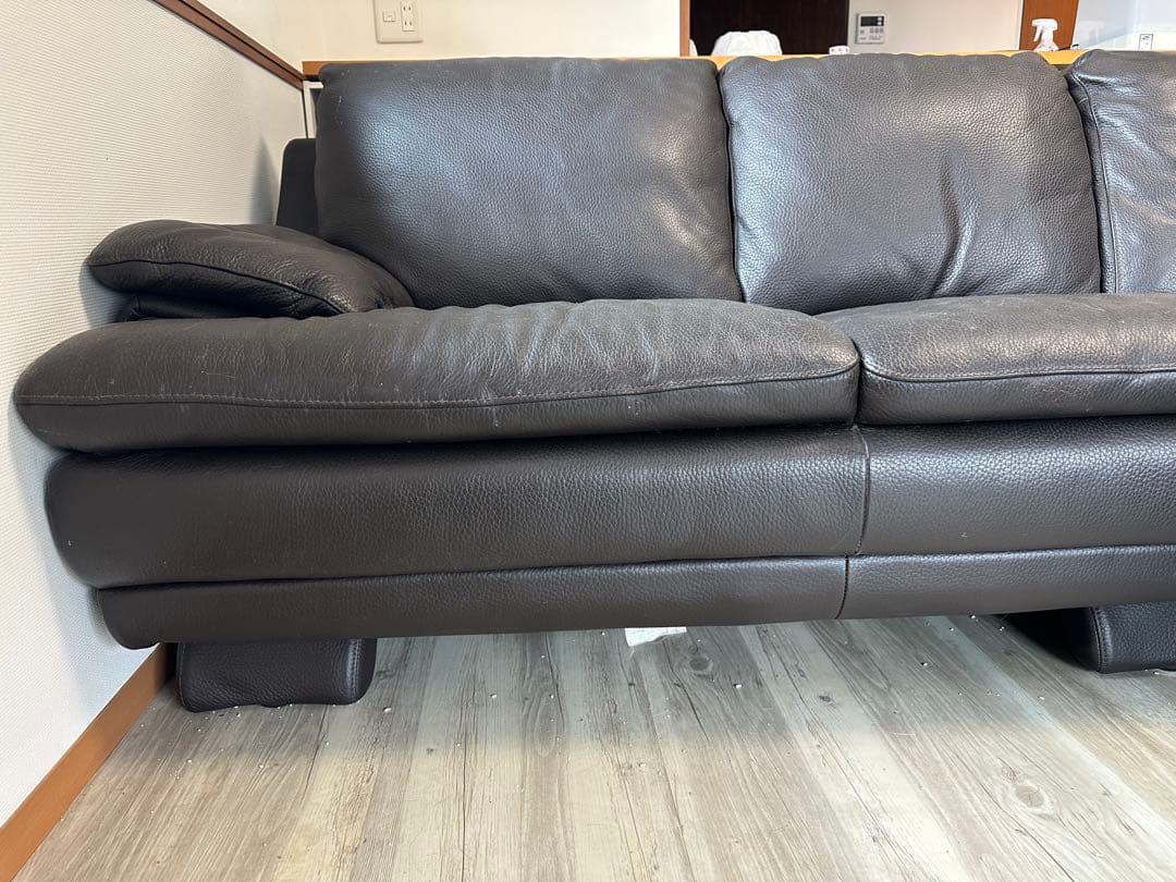 iDC 大塚家具 ソファ L型 220cm x 160cm 3人掛け 総革張り