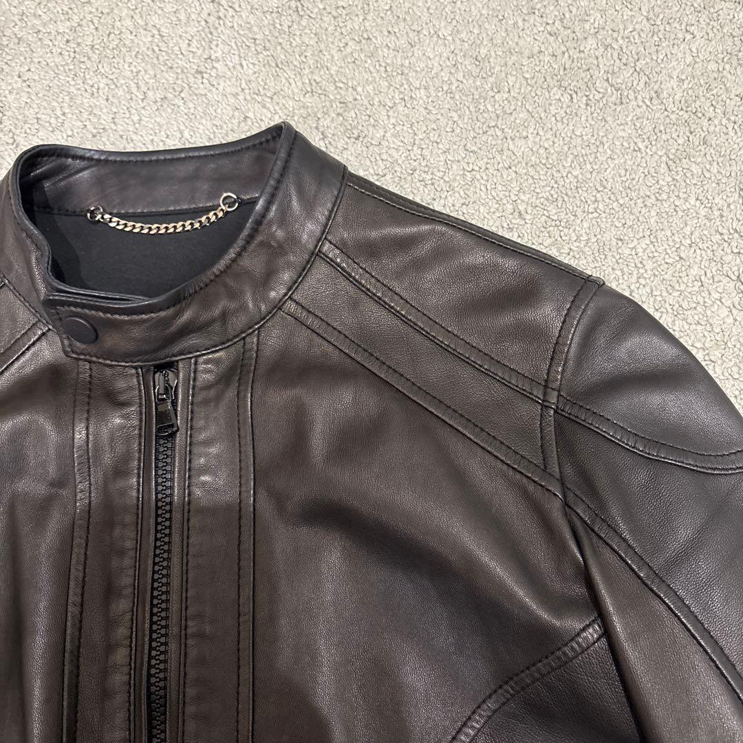 ディーゼル　ブラックゴールド　ラムレザー　ジャケット　ライダース　羊皮　ブラック