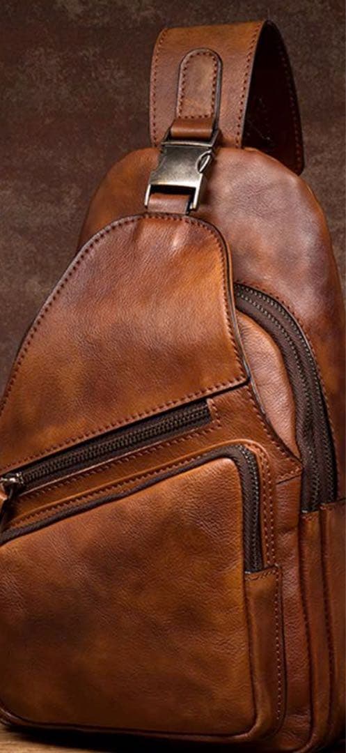 ボディバッグ メンズ 縦型レザーボディバッグ