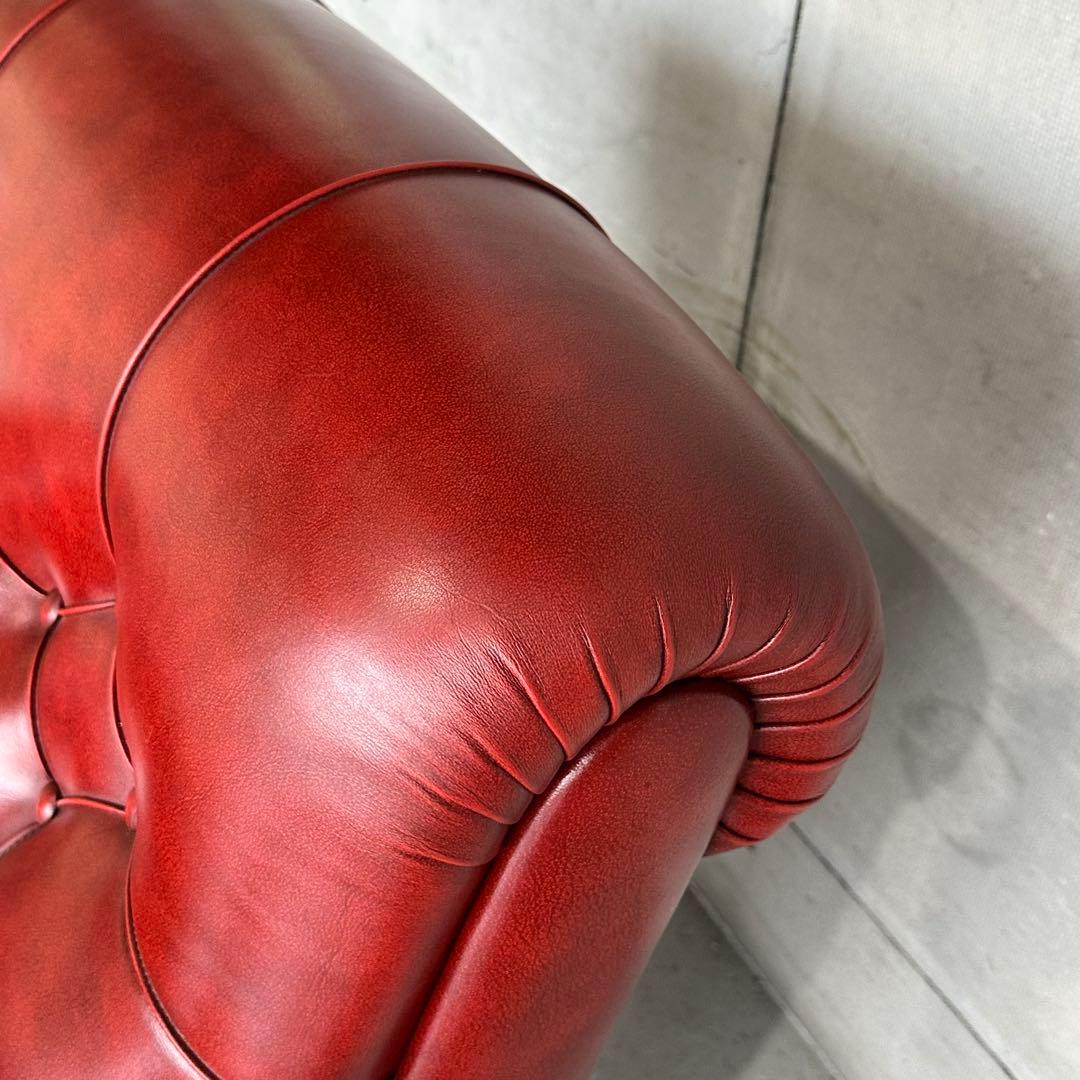 ★チェスターフィールド★総本革 ソファ 1P 英国アンティーク調 クラブチェア