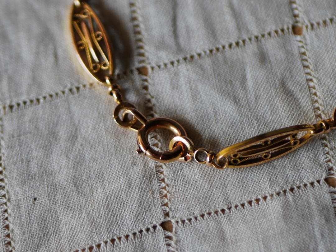 フィリグリー　K18　アンティークブレスレット　アンティークジュエリー