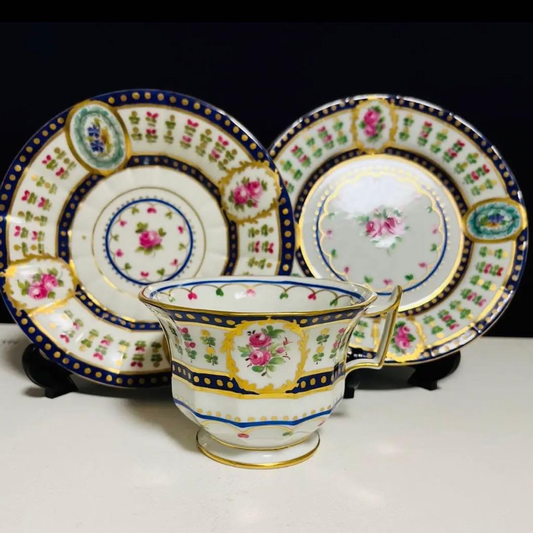 ドレスデン  カールティーメ　薔薇　コバルト　窓絵　コレクション　レア　④