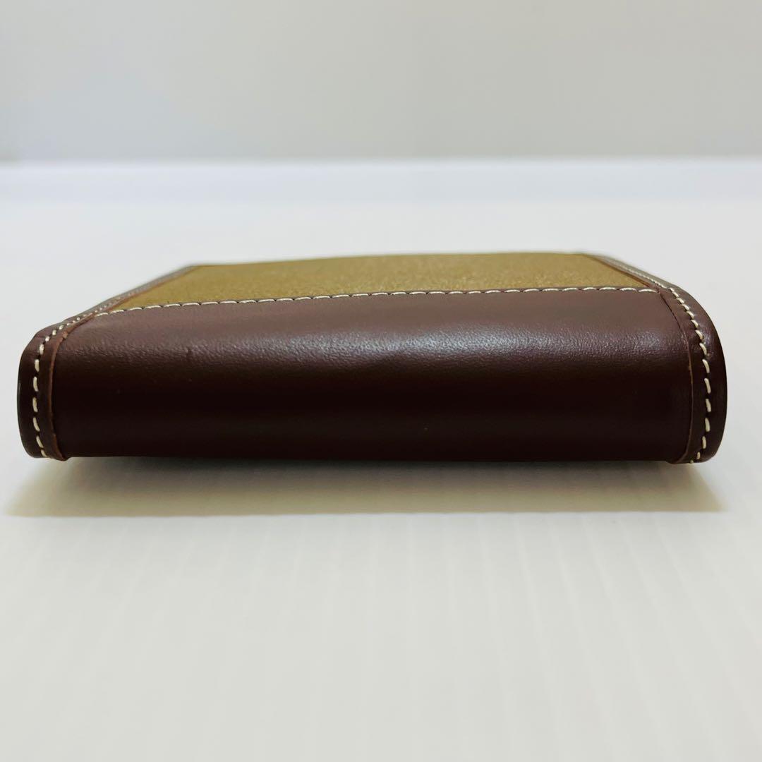 新品未使用【ハンティングワールド】二つ折り財布 キャンバスレザー ベージュ