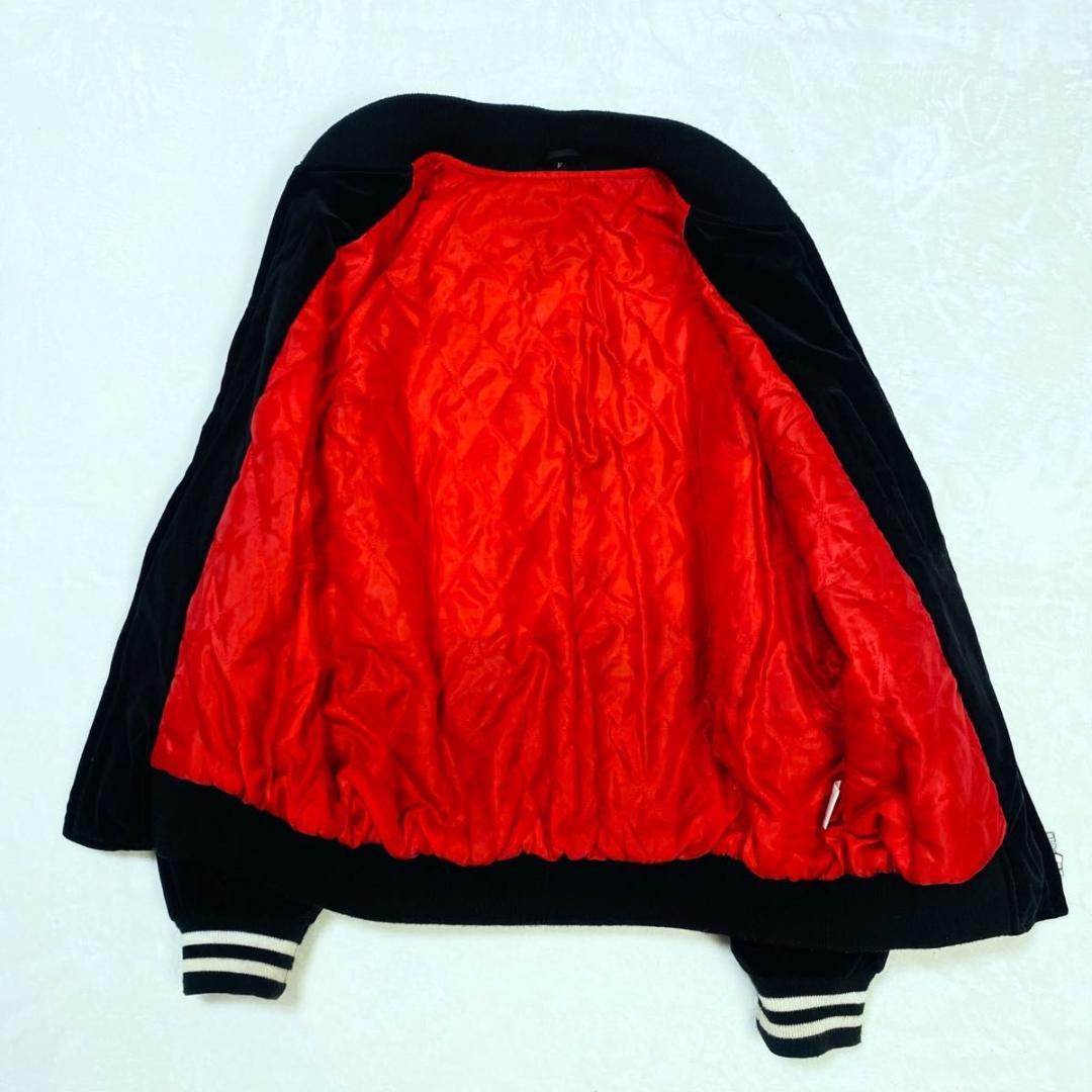 別珍 スカジャン スーベニアジャケット 龍 ドラゴン キルティング ベロア 黒