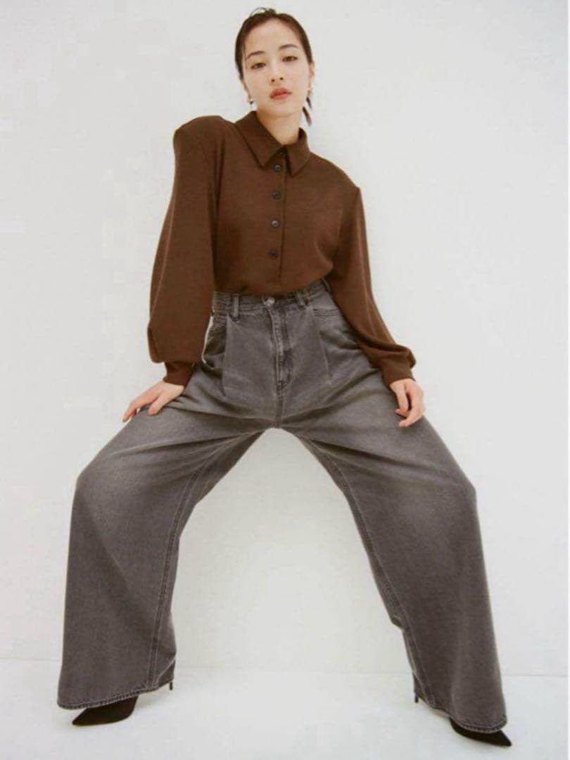 SuzuHirose×CLANE TUCK WIDE DENIM PANTS