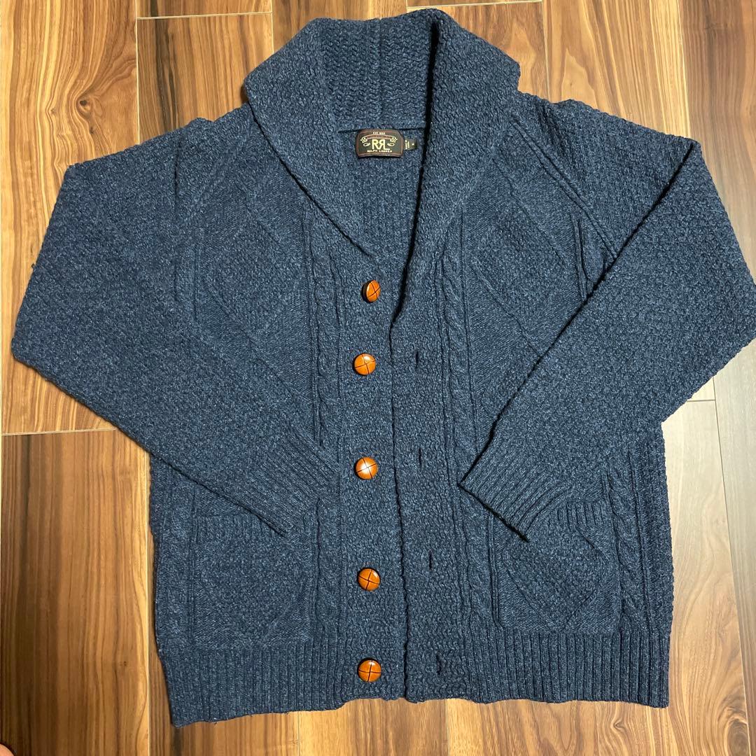 ネイビー ケーブルニット カーディガン