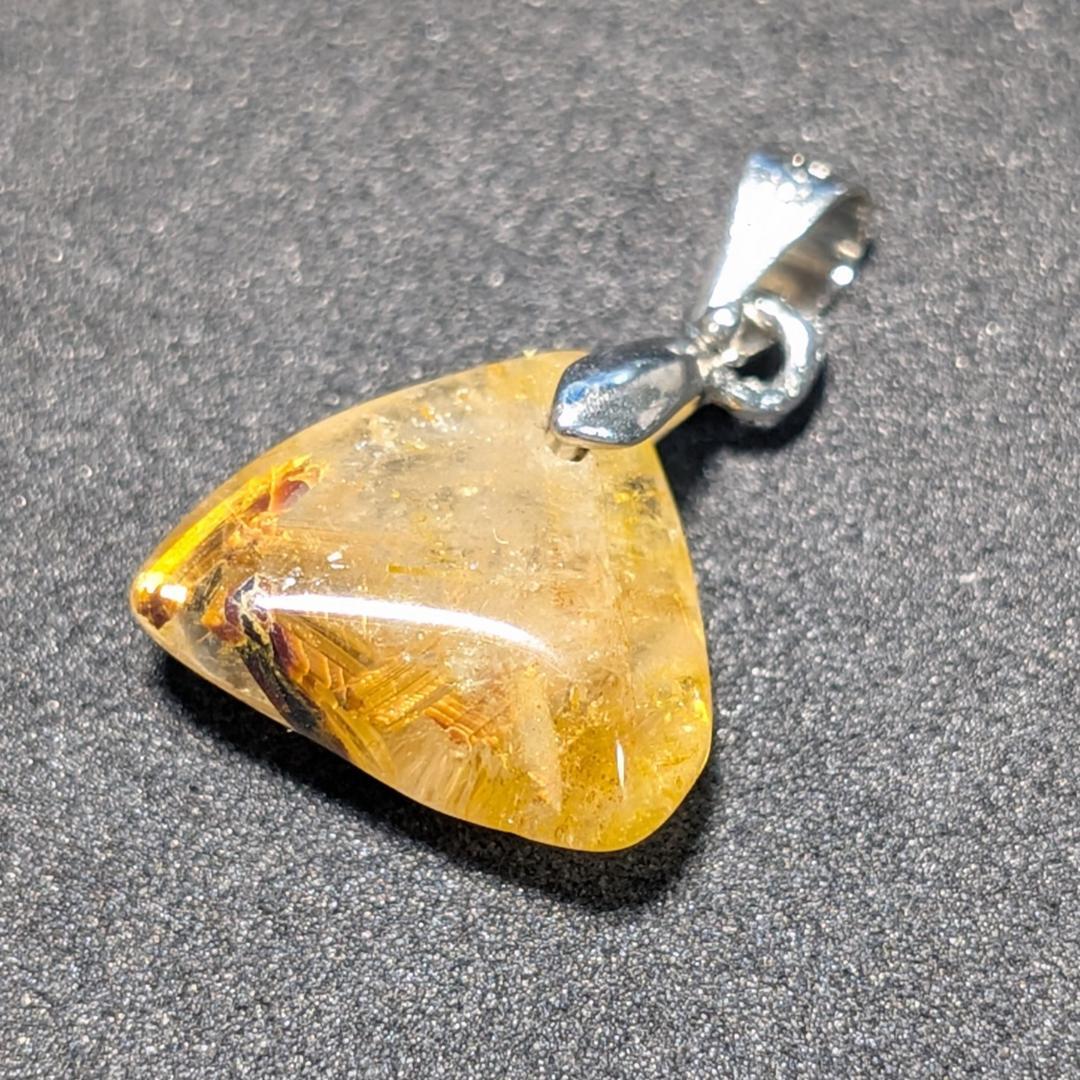 一点物 黄金オーラ 太陽放射ルチルペンダント チェーン50cm付 SV925