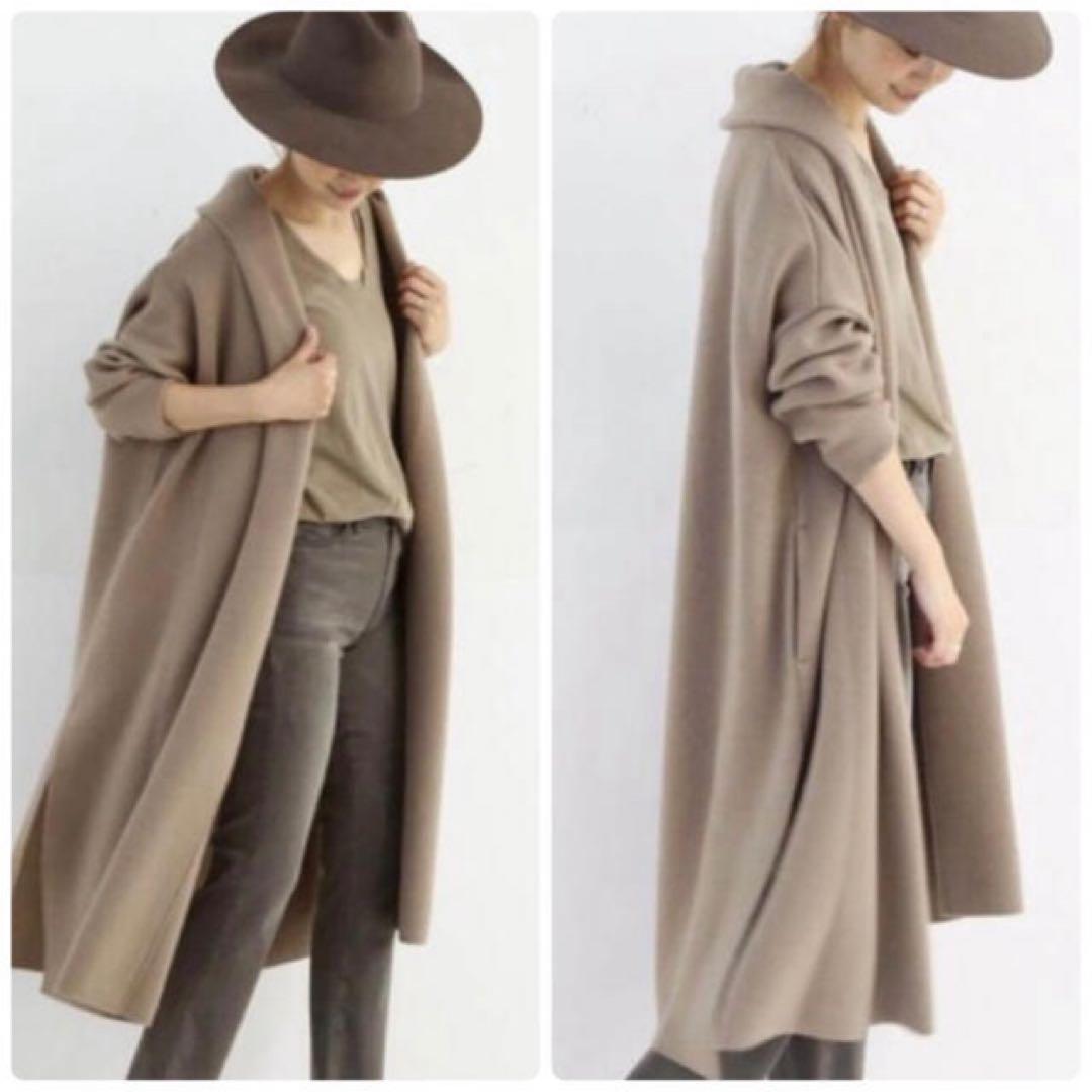 【極美品】ドゥーズィエムクラス　MUSE　スムースニットガウンコート　ベージュ