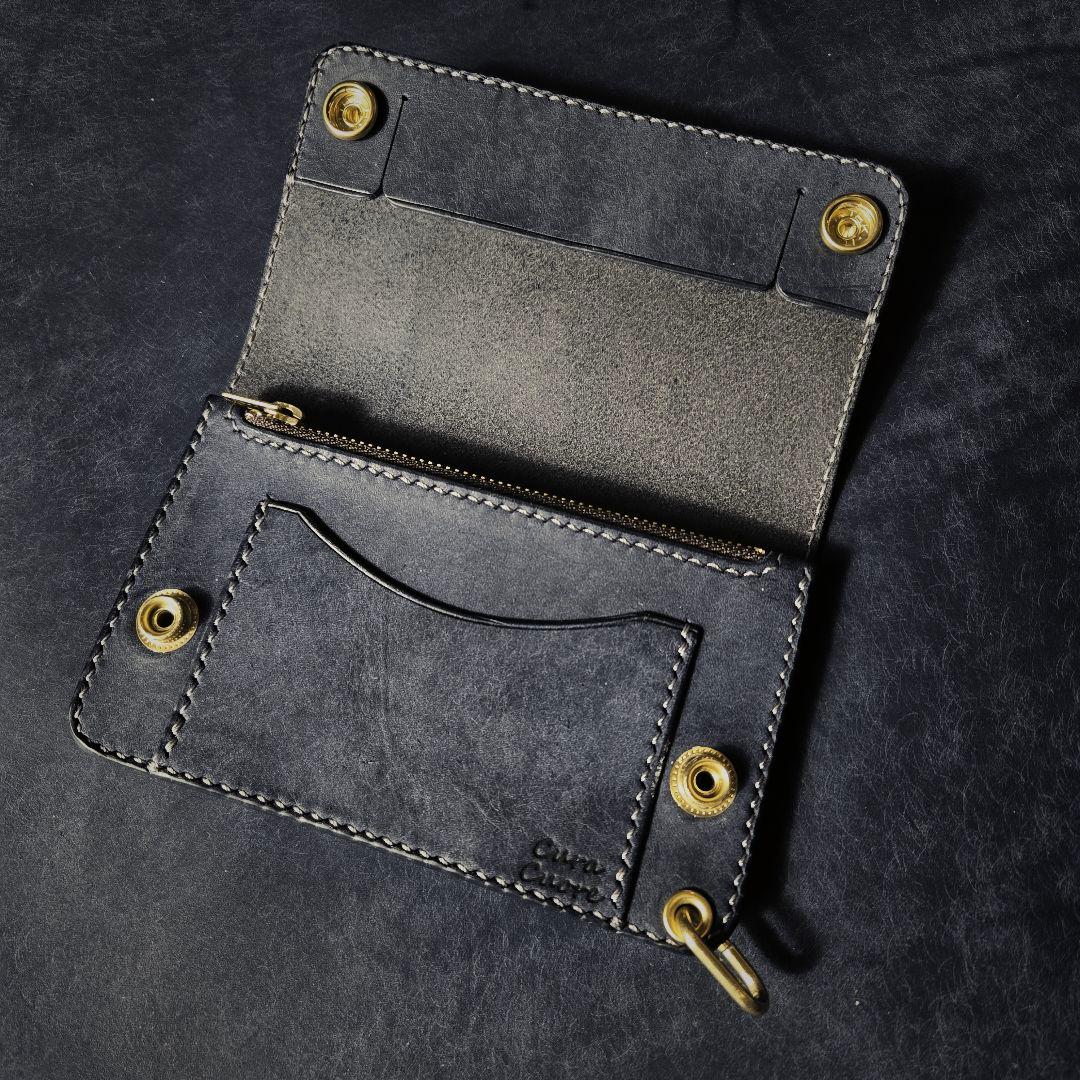 277ミドル　トラッカーウォレット イタリアンレザーMARGOT【ネイビー】