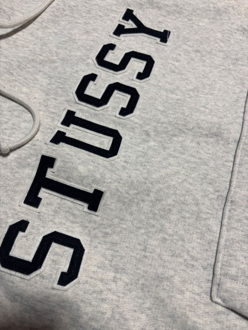 STUSSY・APPLIQUE HOODアッシュヘザー　パーカー xl