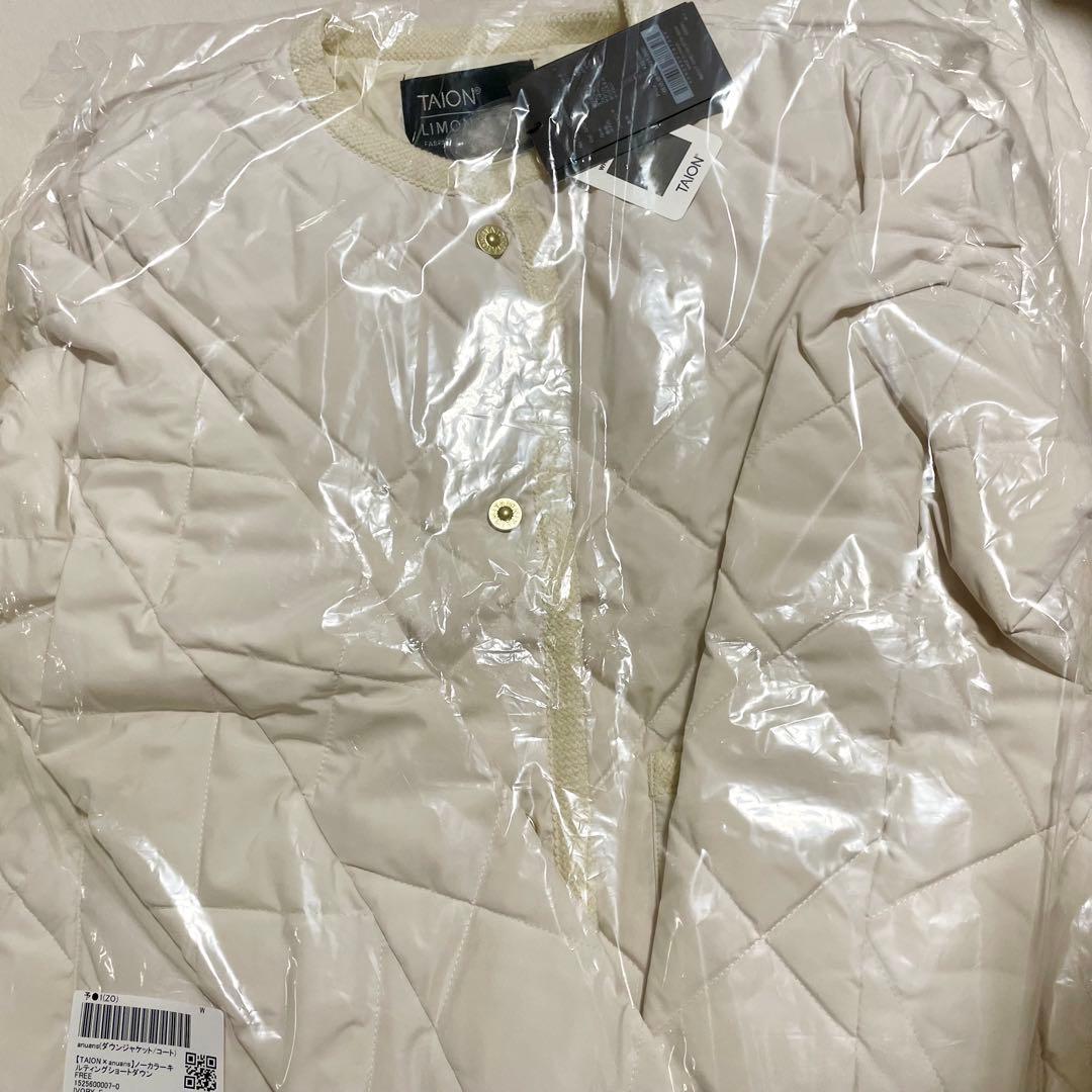 新品タグ付TAION×anuans ノーカラーキルティングショートダウン