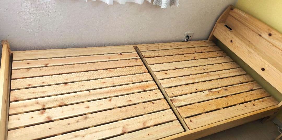 源ベッド 国産ひのきすのこベッド シングル ヘッドボード付き 四本足タイプ