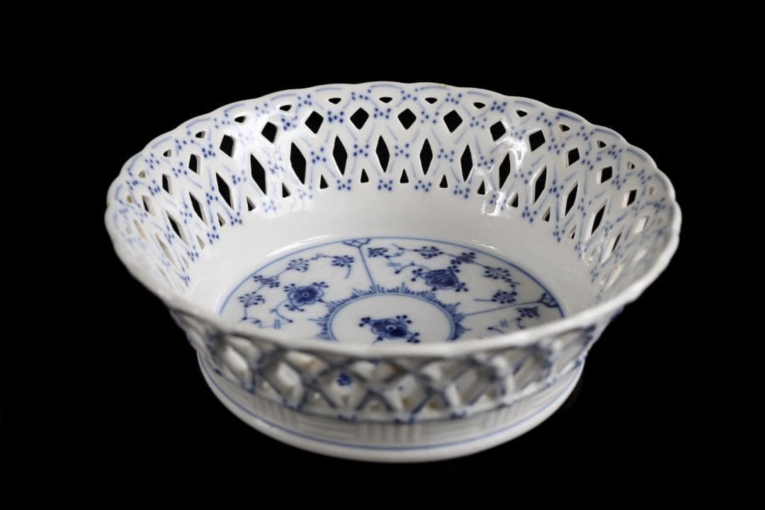 ロイヤルコペンハーゲン フルレース ブルーフルテッド ボウル フルーツバスケット