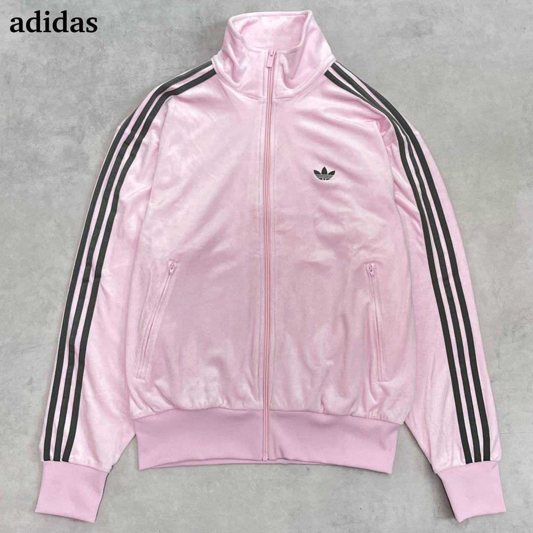 adidas × SNIDEL ベロア トラックジャケット パステル ピンク L