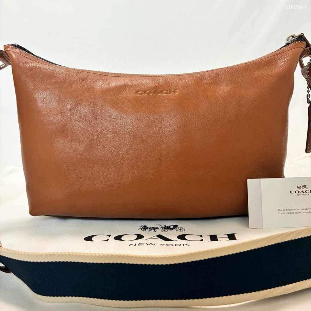 【美品/カード付】コーチ ヘリテージ ショルダーバッグ レザー 斜め掛け 肩掛け