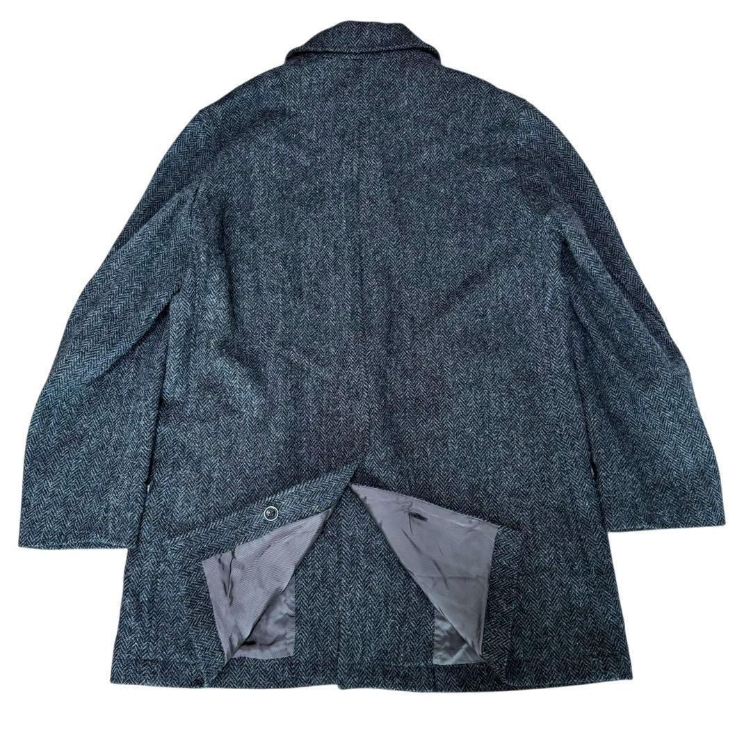 【トラ】エディーバウアー　ハリスツイード　ステンカラーコートヘリンボーンネ