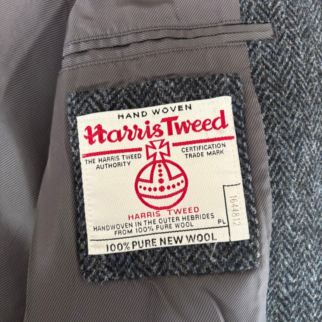 【トラ】エディーバウアー　ハリスツイード　ステンカラーコートヘリンボーンネ