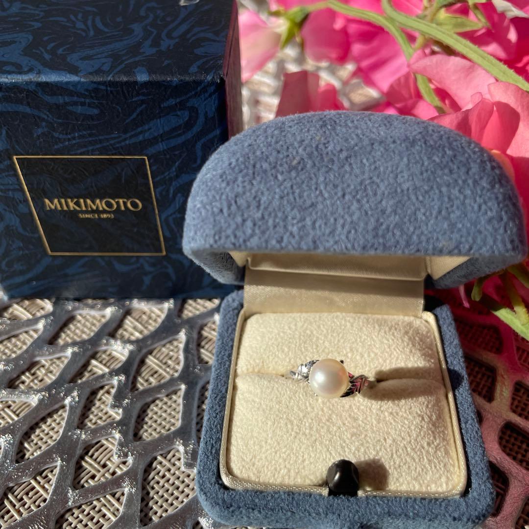 店舗にてクリーニング済　パール　リング　9号