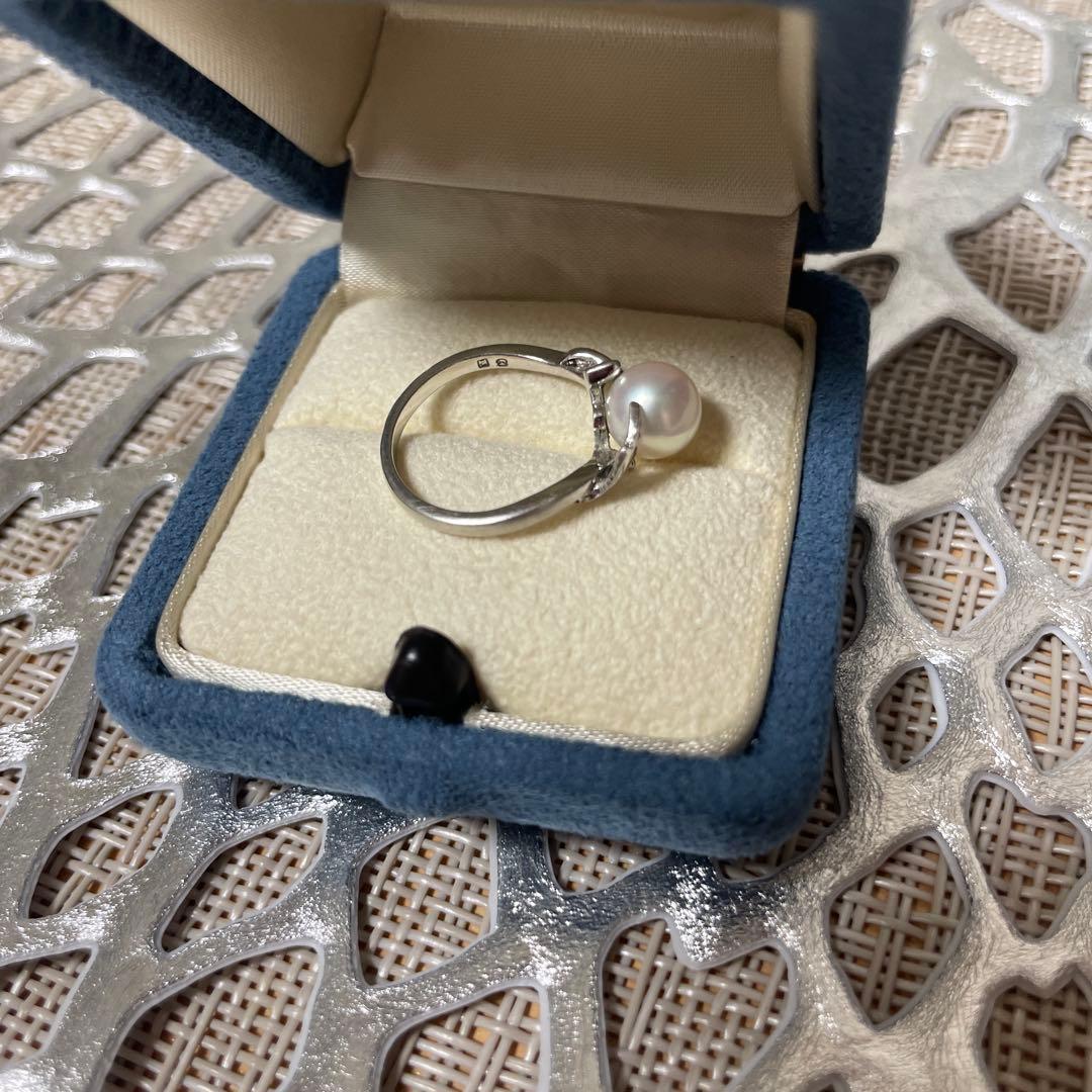 店舗にてクリーニング済　パール　リング　9号
