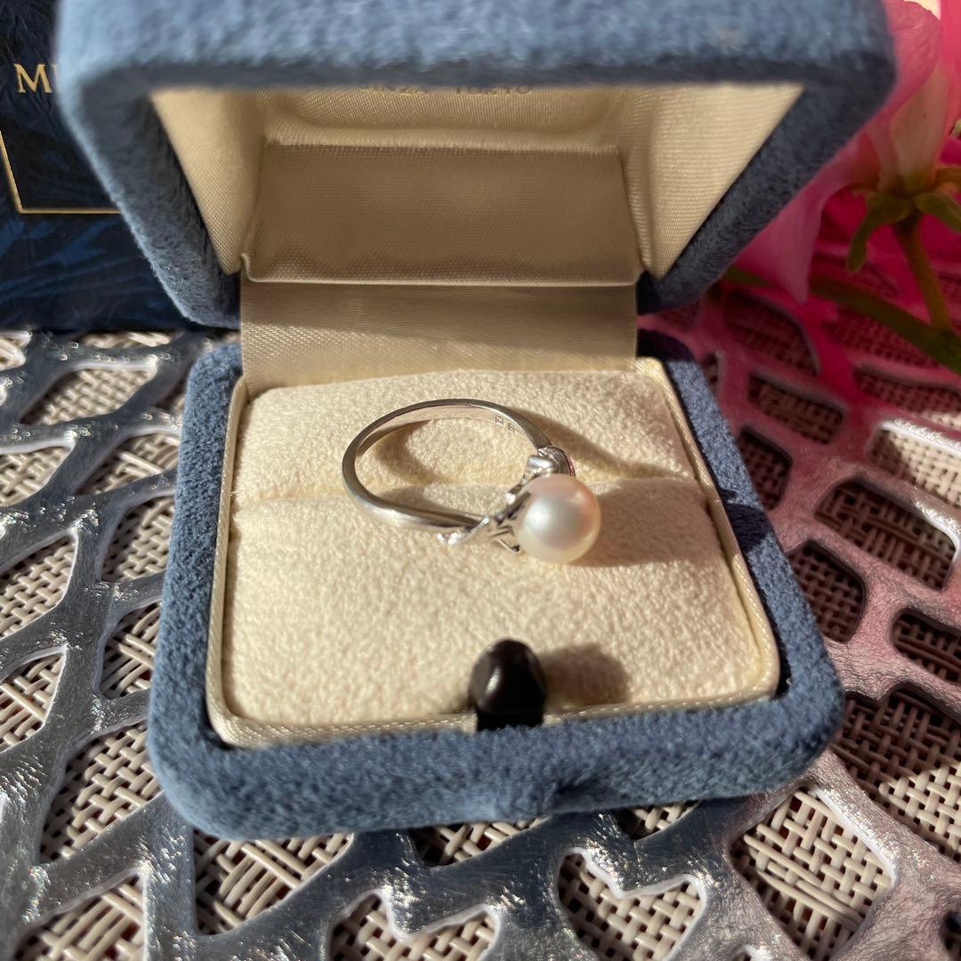 店舗にてクリーニング済　パール　リング　9号