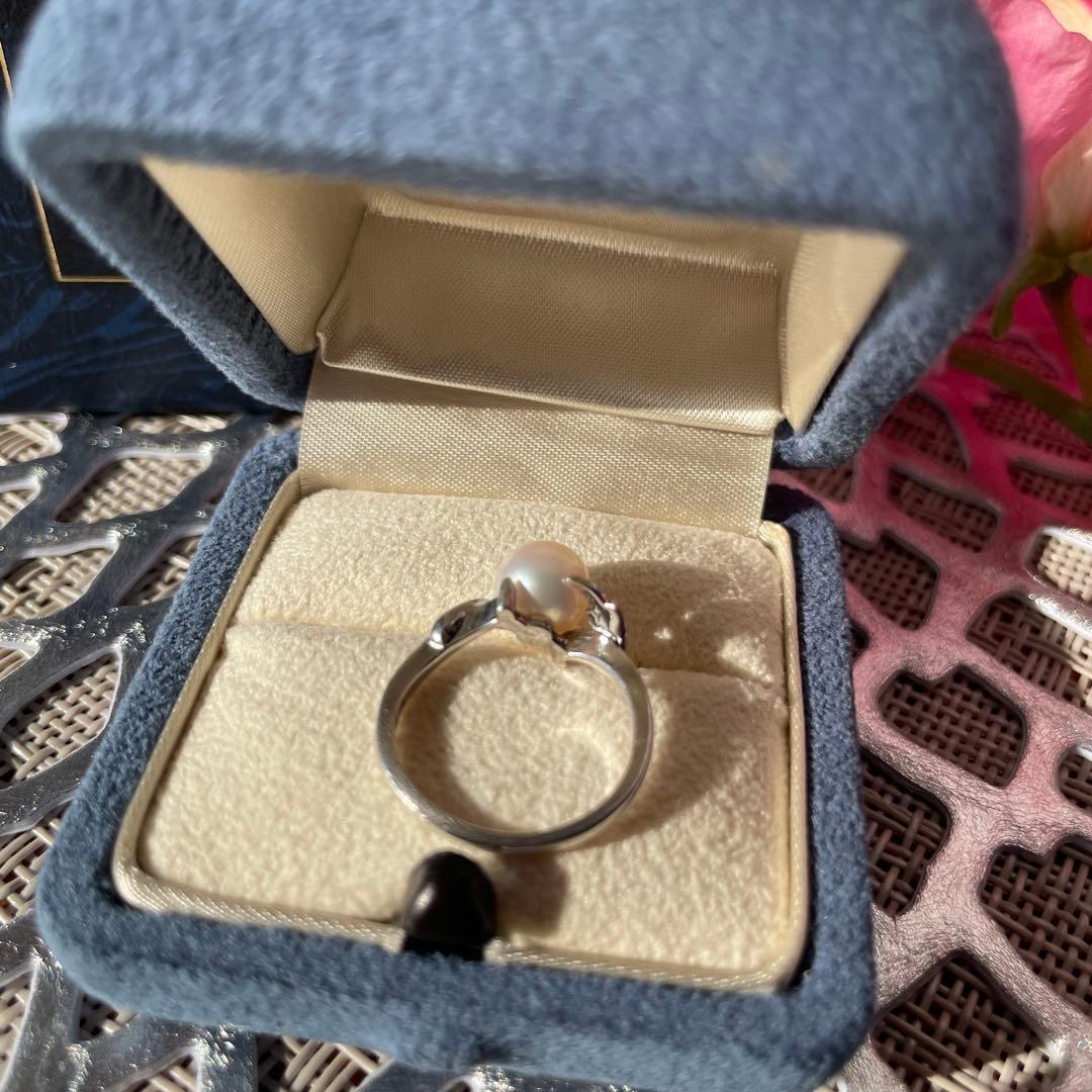 店舗にてクリーニング済　パール　リング　9号