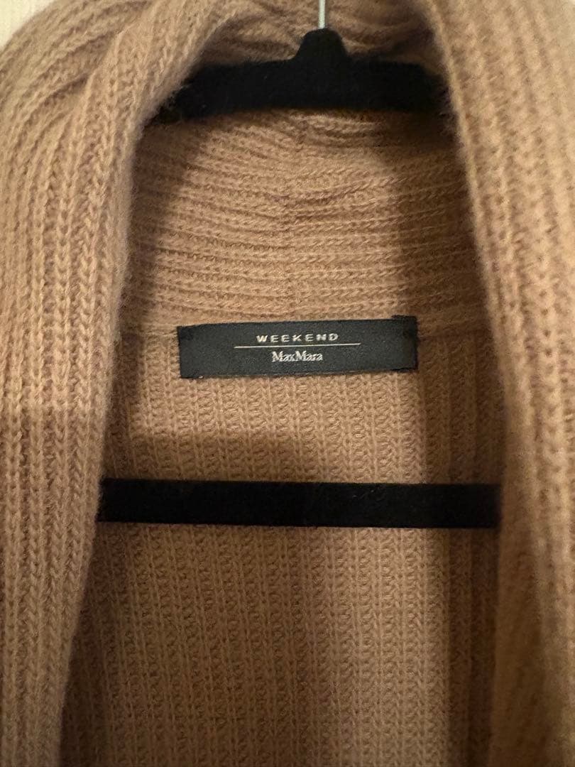 マックスマーラ　ベルデッドニットコート　リブ編み　ヴァージンウール　ブラウン　L