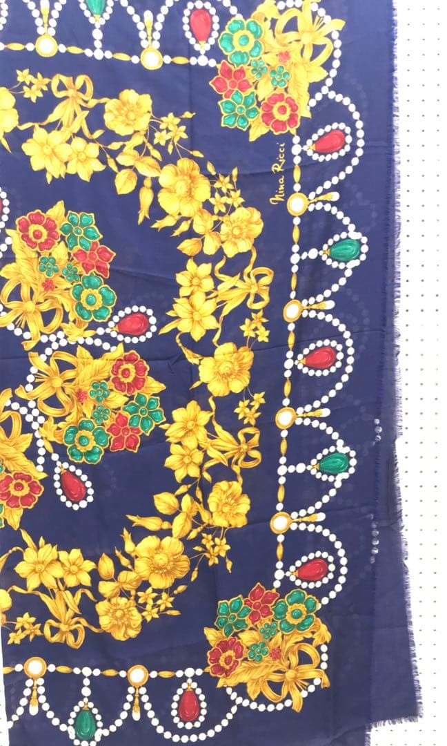 レトロ ユーロ アンティーク調 古着小物 花柄 超大判シアースカーフ ストール