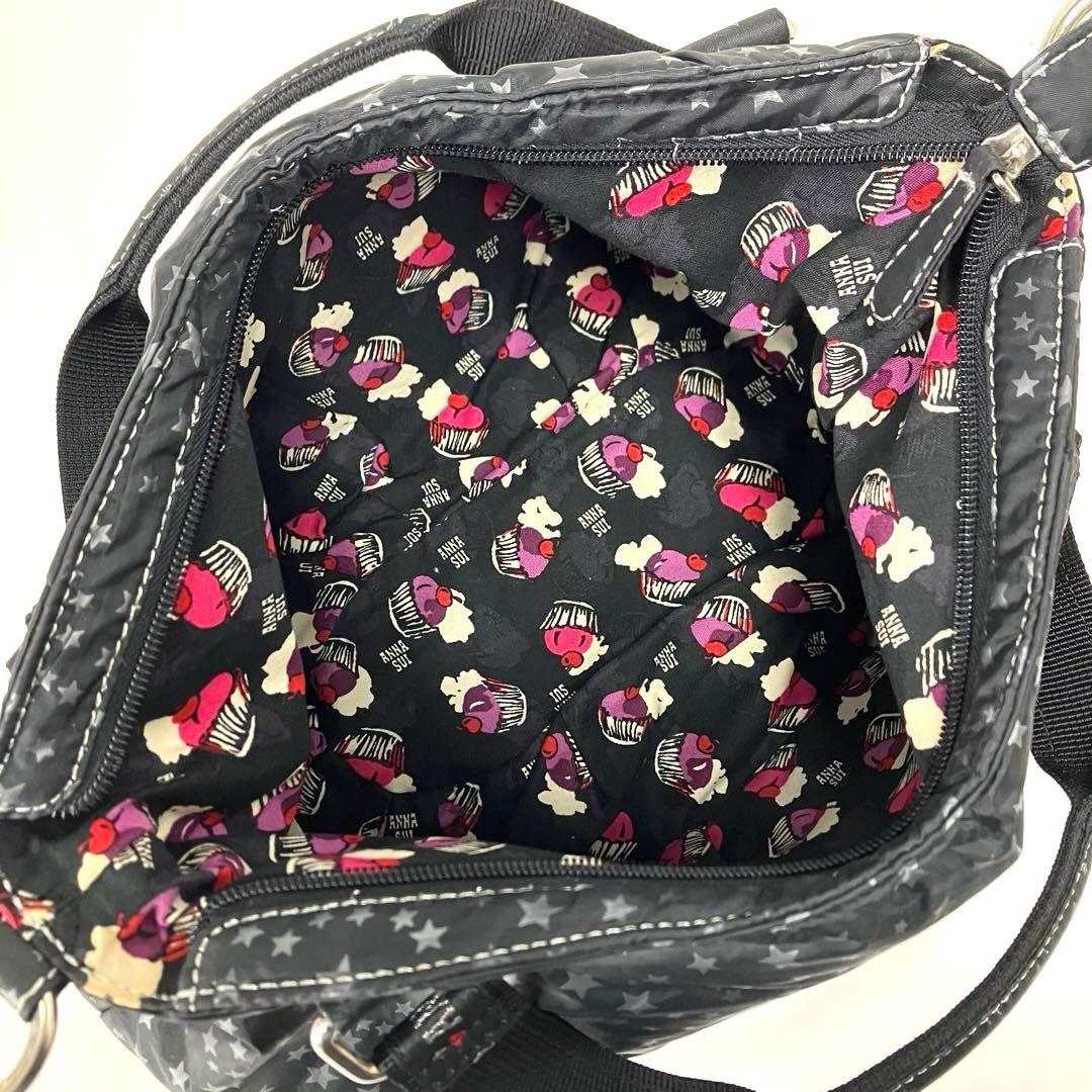 大人気☆ANNA SUI☆アナスイ☆トートバッグ☆2way☆星柄☆ナイロン☆黒！