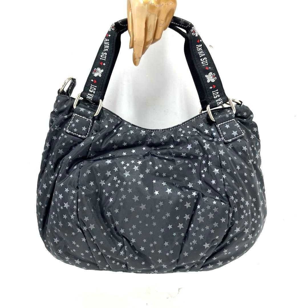 大人気☆ANNA SUI☆アナスイ☆トートバッグ☆2way☆星柄☆ナイロン☆黒！