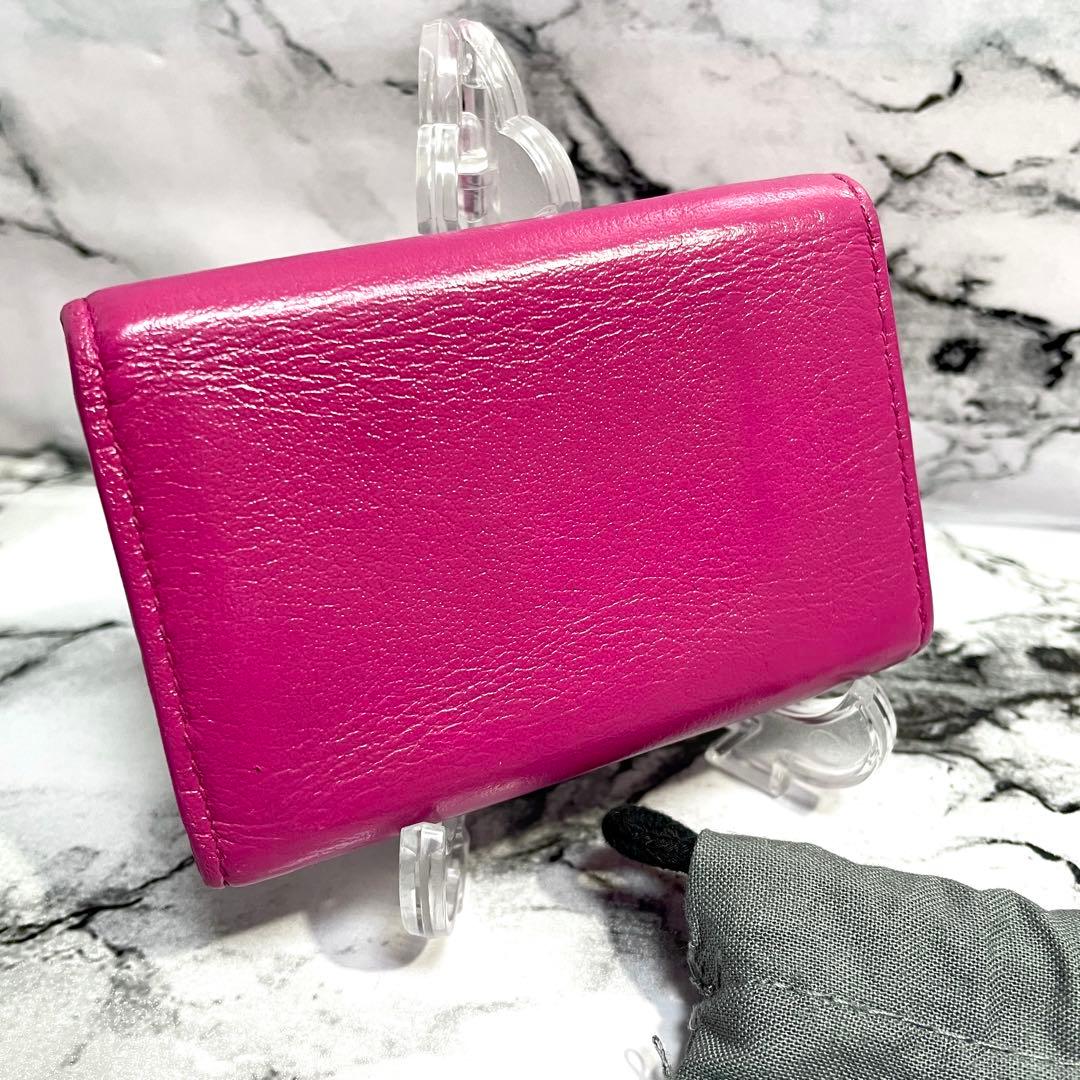 バレンシアガ　ペーパーミニウォレット　コンパクトウォレット　ピンクパープル　①