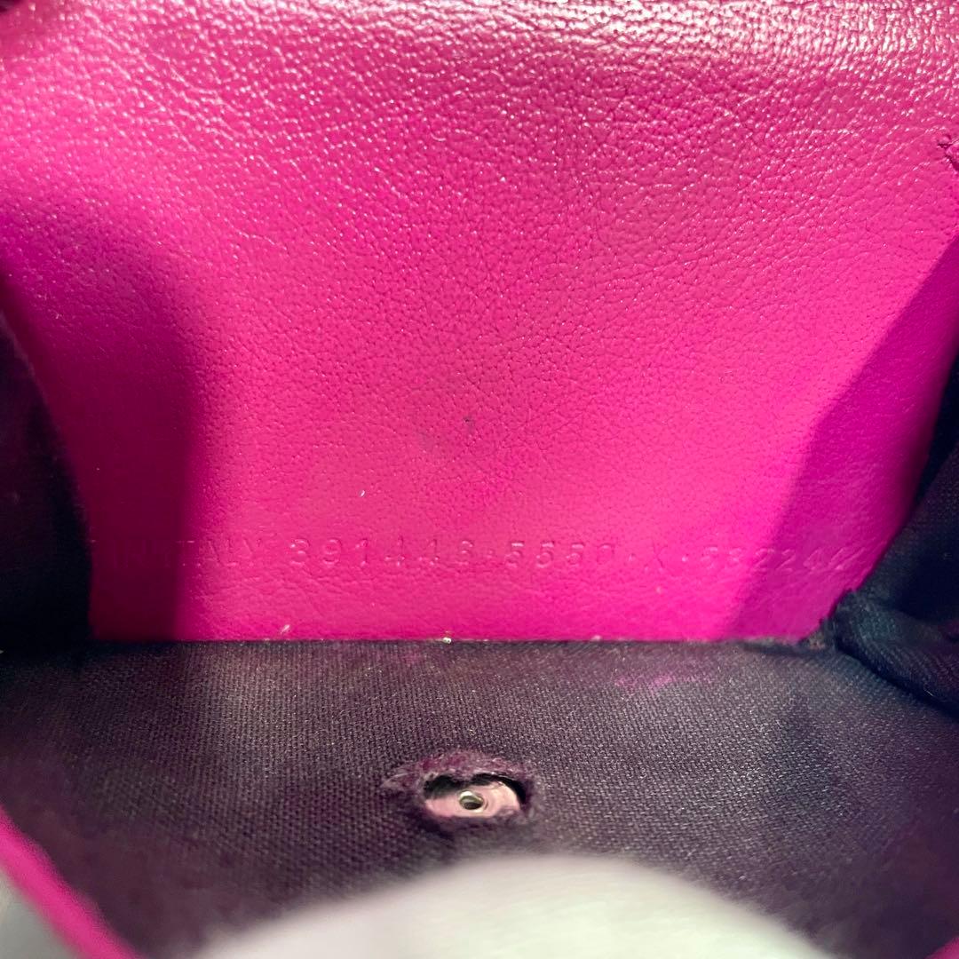 バレンシアガ　ペーパーミニウォレット　コンパクトウォレット　ピンクパープル　①