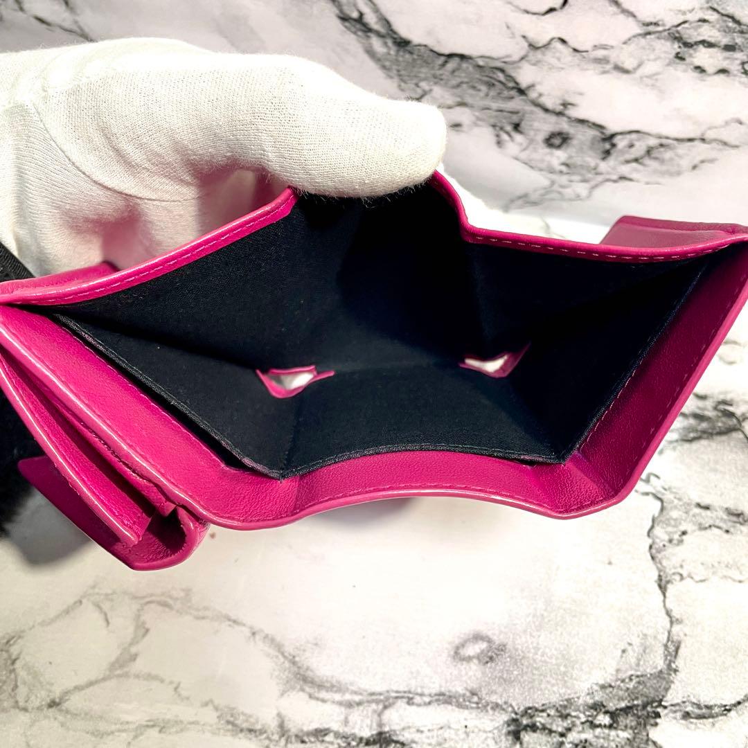 バレンシアガ　ペーパーミニウォレット　コンパクトウォレット　ピンクパープル　①