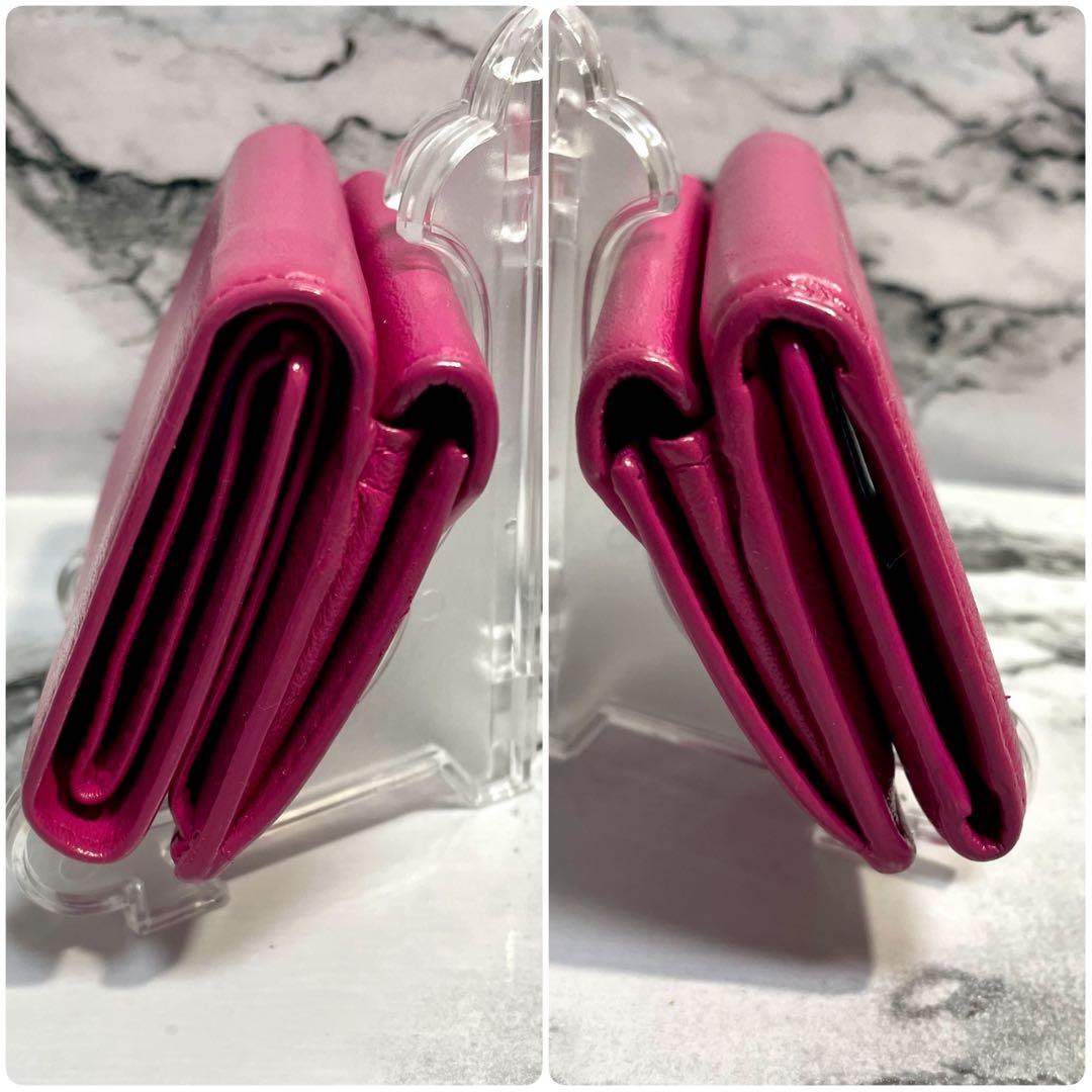 バレンシアガ　ペーパーミニウォレット　コンパクトウォレット　ピンクパープル　①