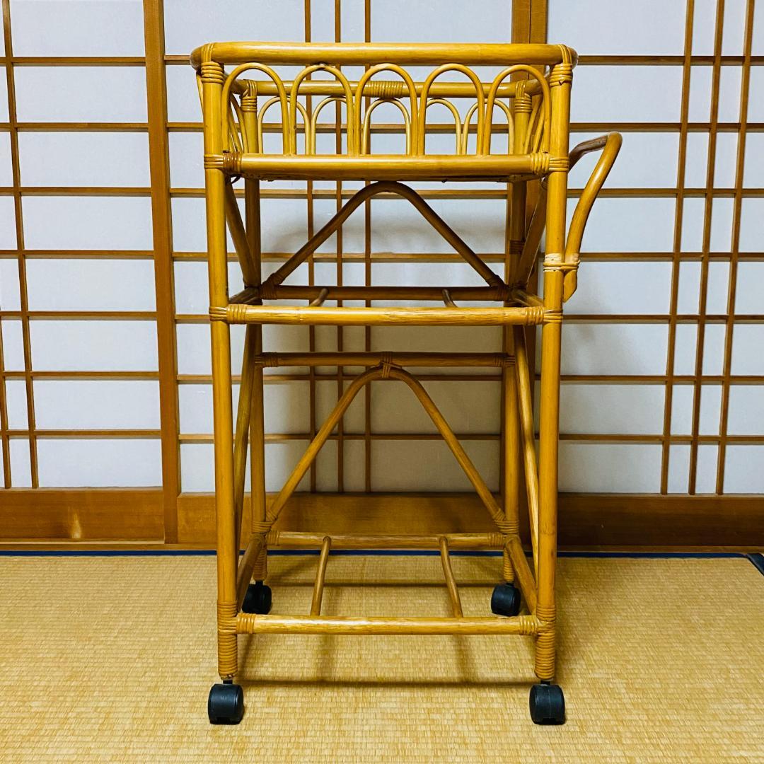 ラタン 籐 ワゴン 棚 3段 籠 W55cm D39.5cm H85.5cm