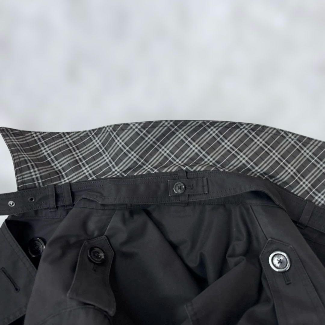 美品 バーバリーブラックレーベル トレンチコート 黒ノバチェック 大きいサイズ