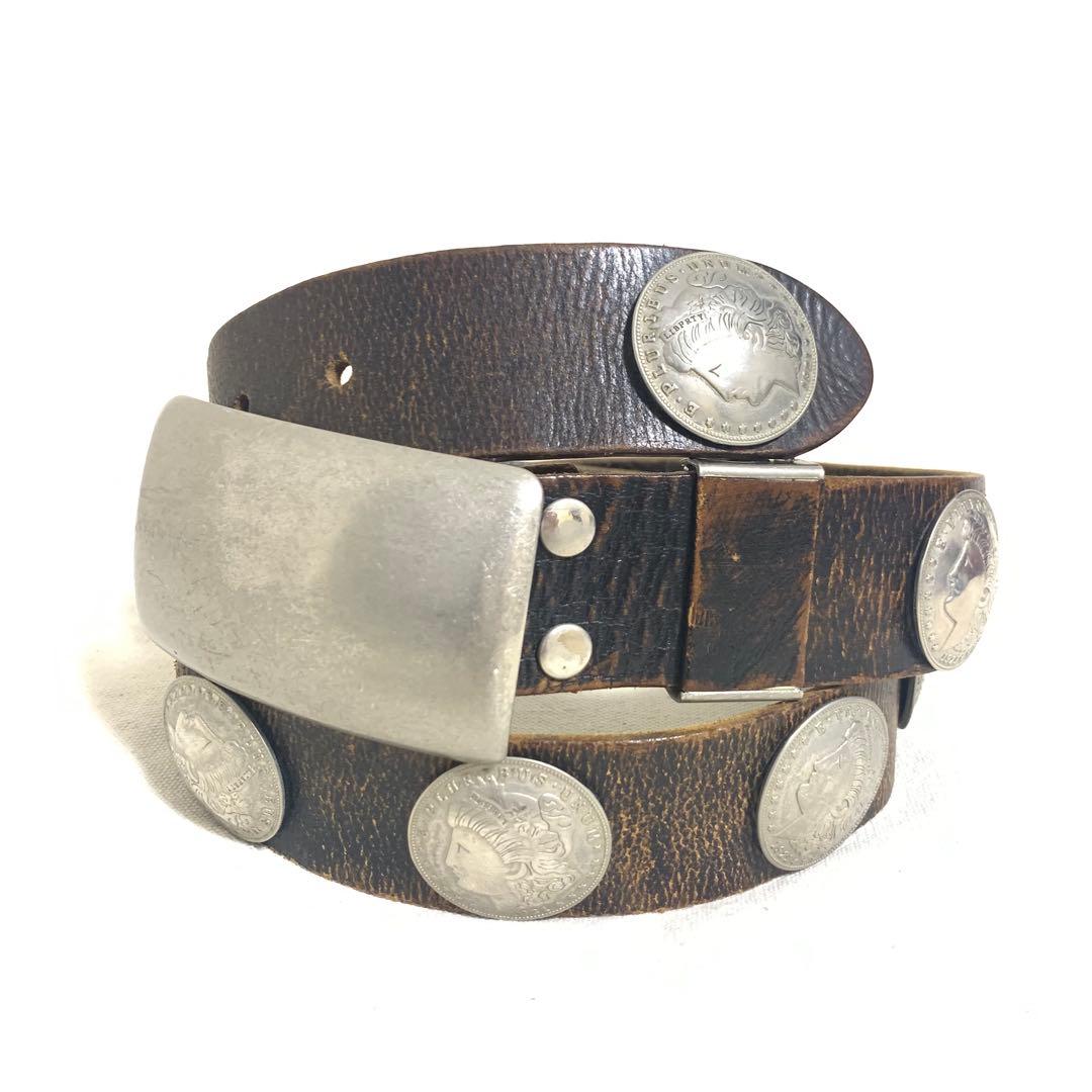 00s 13連 モルガン コンチョ レザーベルト ヴィンテージ Y2K