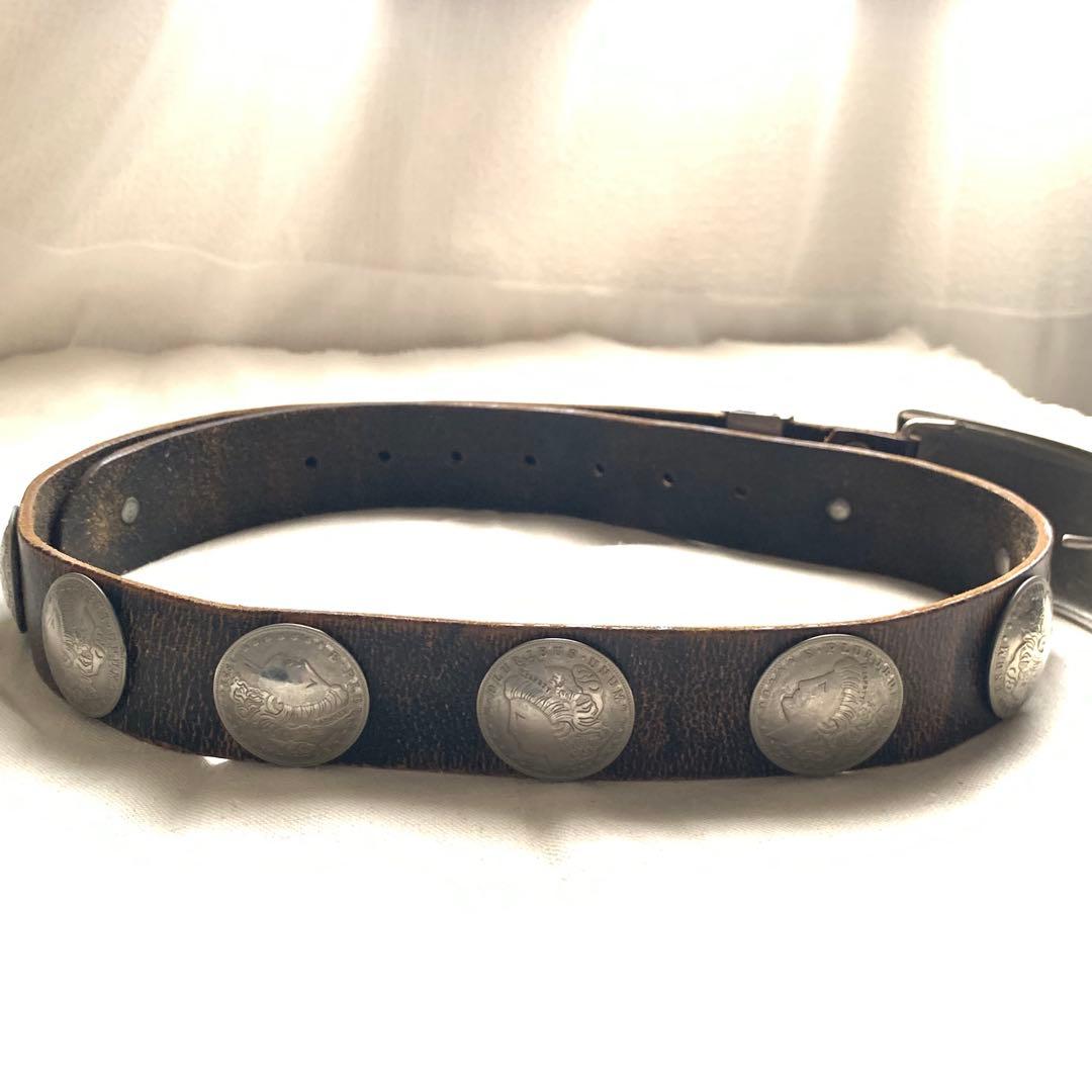 00s 13連 モルガン コンチョ レザーベルト ヴィンテージ Y2K